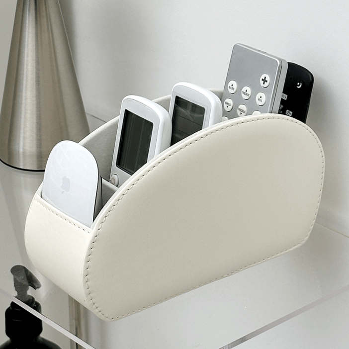 데미무드 어반 레더 5칸 다용도 리모컨 정리함, 화이트, 1개