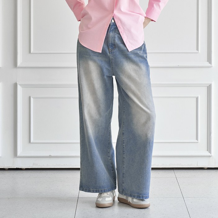 인비비드 여성용 틴트워싱 캣브러쉬 와이드 데님 팬츠 H08K4_ij5690