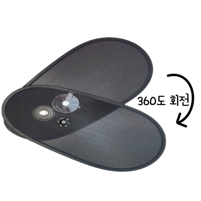 리앤유 차량 햇빛가리개 회전형 강력흡착식, 3개, 블랙