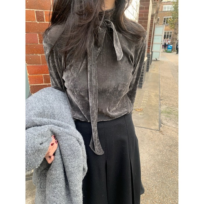 underson 언더슨 스카프 티셔츠 벨벳블라우스 3color