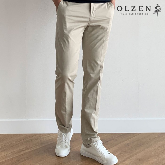 [국내 백화점] 올젠 남성 스판 면바지 허리 밴딩 슬랙스 회사원 공무원 출근룩 하객룩 깔끔한 코디 편안한 긴바지 봄 가을 여름 세미정장