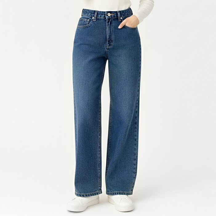 [고탄력 스판] 에이플심플 와이드 청바지 스판 데님 밴딩 데님