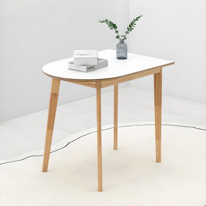 밀키우드 800X600 반원형 테이블 주방 식탁 카페 HPM, 화이트