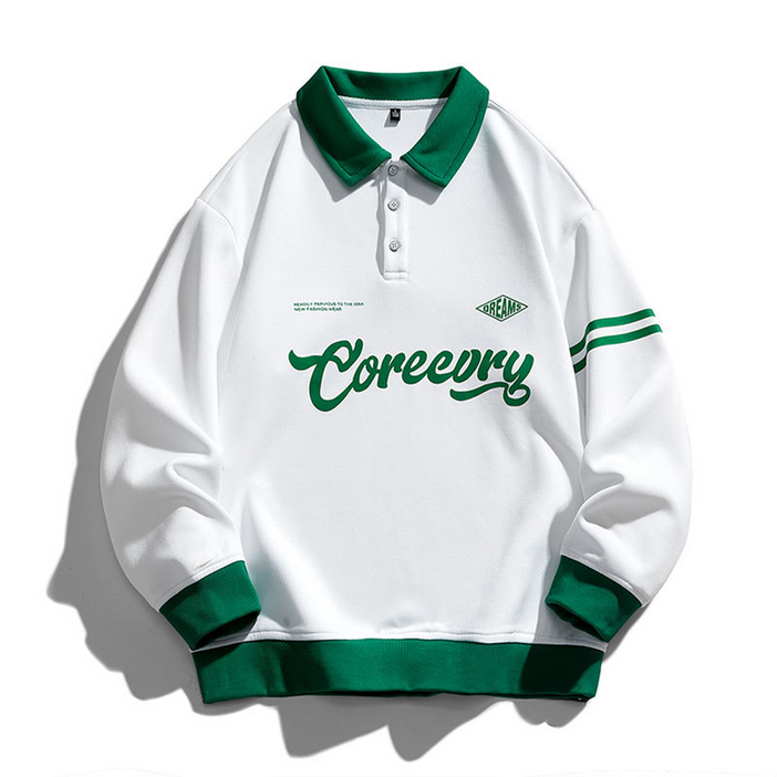 디어하루 공용 맨투맨 카라티셔츠 오버핏 긴팔티 럭비티 스웻셔츠