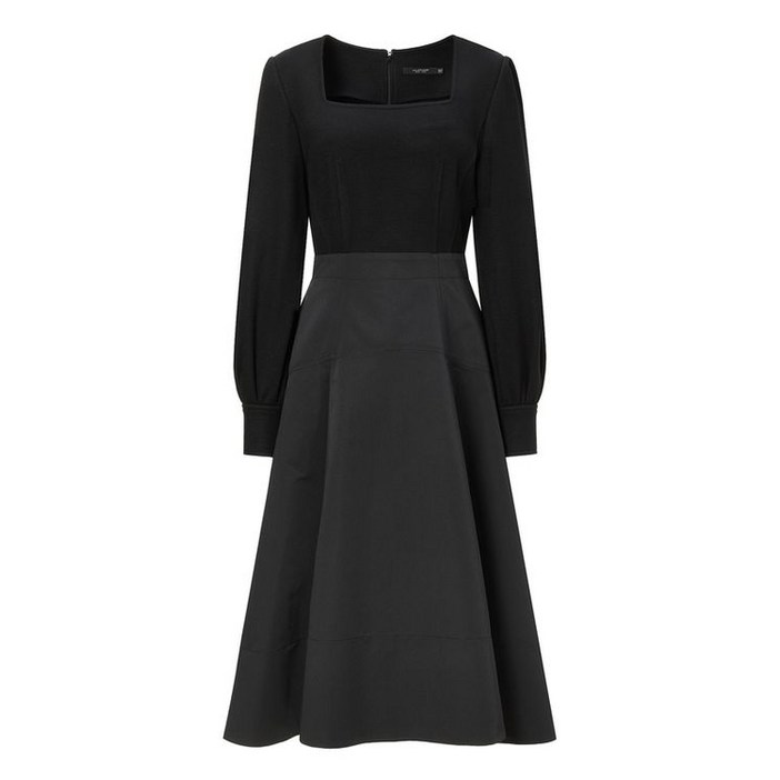 질스튜어트뉴욕 우먼 [S사이즈 특가]블랙 소재배색 면혼방 A라인 긴팔원피스 JSDR2D620BK 825457