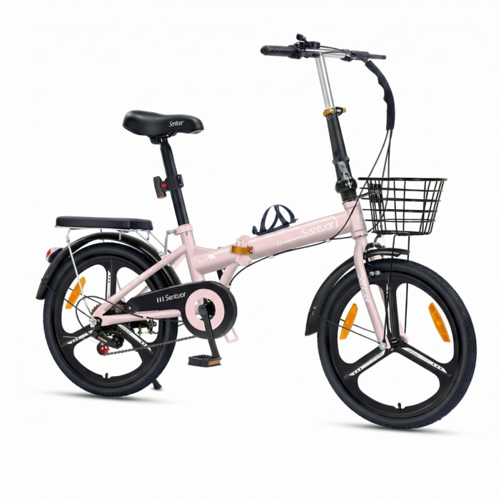 에어로더 접이식 미니벨로 자전거 휴대용 출퇴근 폴딩 초경량 20인치, 1세트, 145cm, 핑크 7단기어 3발휠