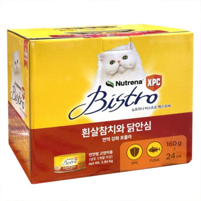 뉴트리나 비스트로 고양이 캔, 24개, 160g, 흰살생선