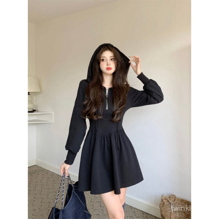 여성 후드 미니 원피스, 캐주얼 스트릿 스타일, 편안한 데일리룩LZZ
