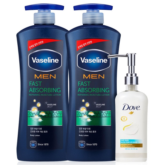 바세린 맨 리페어링 남성 바디로션 600ml 2개핸드워시 240ml, 단일상품 바세린 맨 리페어링 남성 바디로션 600ml 2개핸드워시 240ml, 단일상품