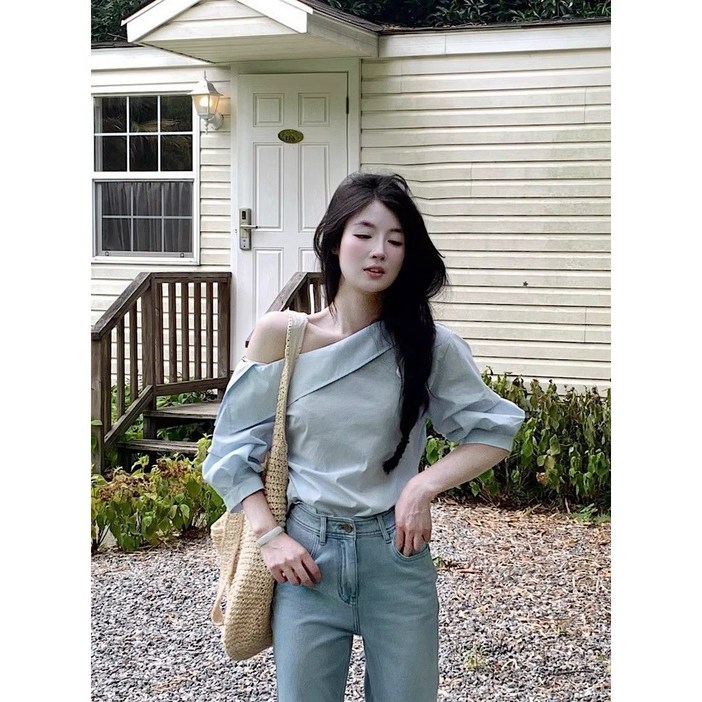 COSYEVNO 여성 오프숄더 세미루즈핏 7부 소매 블라우스 봄여름 BCXcs8