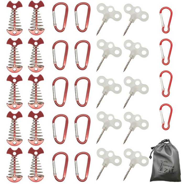 캠핑아지트 리빙쉘 텐트용 오징어 데크팩 35p 세트 (레드), 1개