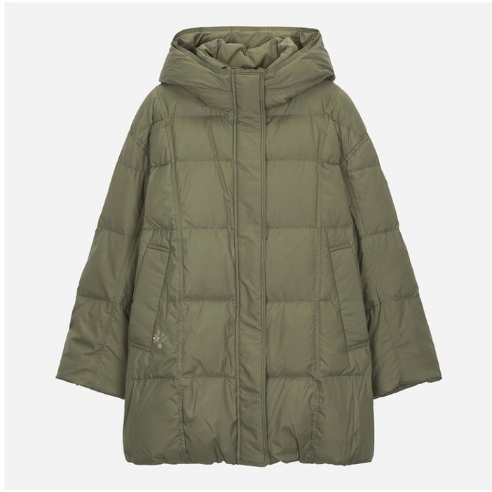 써스데이아일랜드 포켓 자수 하프 덕 다운 여성패딩