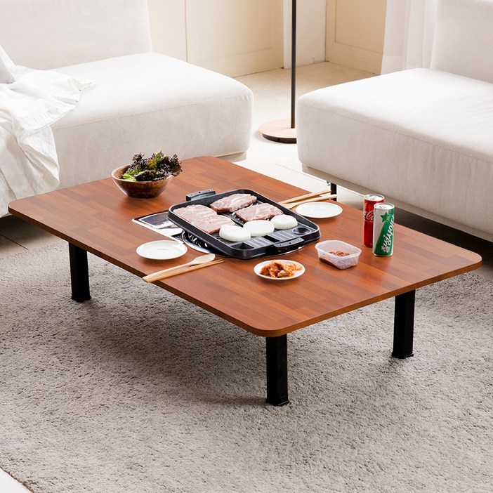 소담갤러리 4인용 가정용 불판테이블 라운드 미우새 접이식 고기불판상 고기집 식탁 테이블, 멀바우