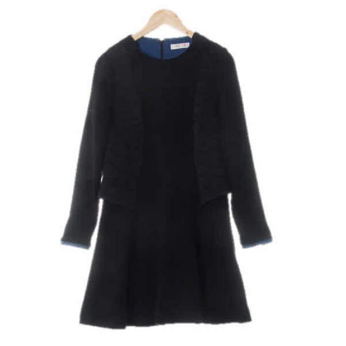 5544 sjsj 블랙 울 셔링포인트원피스 [88-98-165]
