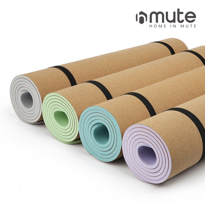 뮤트 TPE 천연 코르크 두꺼운 요가매트 미끄럼방지 매트, 민트, 1개