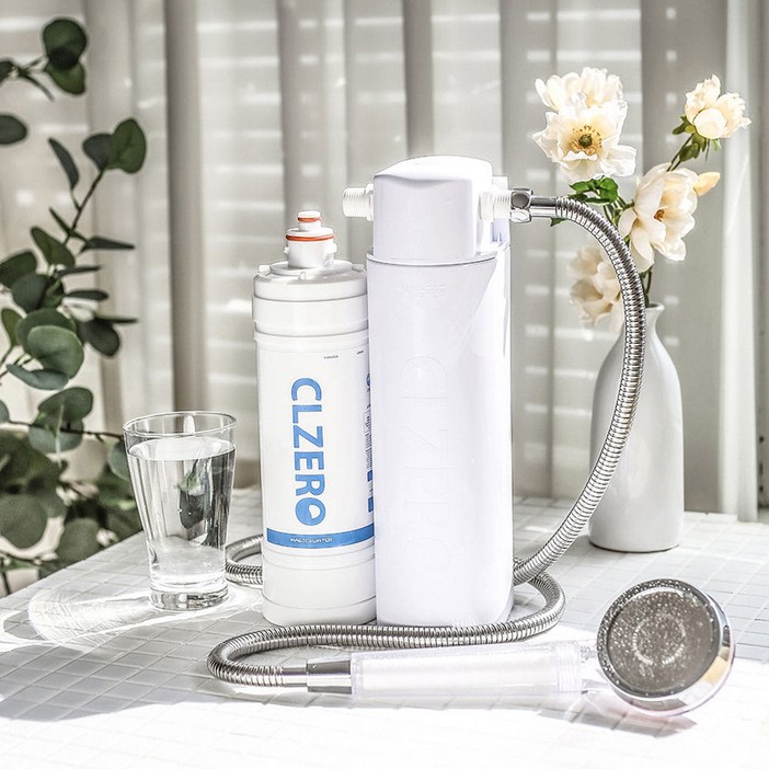 씨엘제로 샤워필터 녹물필터 샤워기 세면대 세탁기 주방 수전 대용량 샤워기 필터 CZ-5, 싱크대용 원홀수전 나사식, 1세트