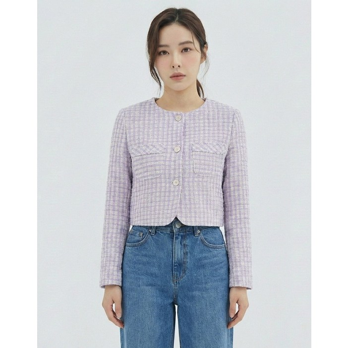 반에이크 반에이크  라운드넥 패턴 트위드자켓VB35JKQ302Z