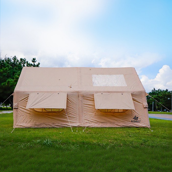 아이순스 에어텐트 캠핑텐트 원터치텐트 감성 글램핑 텐트 가족텐트 거실형, 베이지, 7-8인용