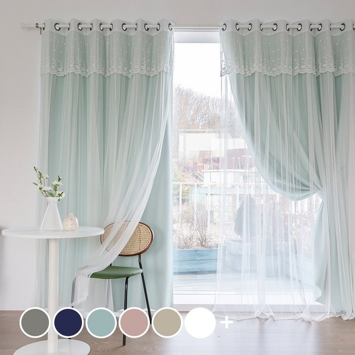 까르데코 디망쉬 암막레이스커튼 긴창 4장세트대형