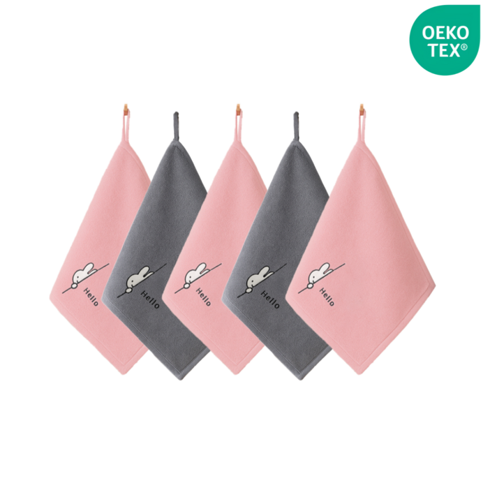 포송타월 오코텍스인증 레빗고리 어린이집 고리수건, 혼합, 5개