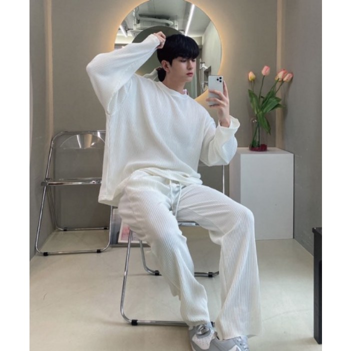 플리츠 니트 조거팬츠 일자핏 세트