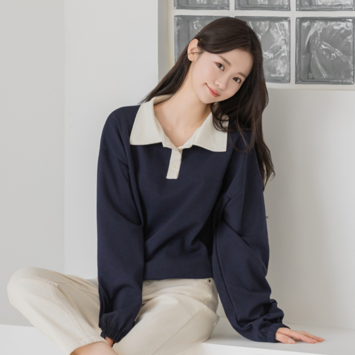 키아 버튼 카라 니트 가디건