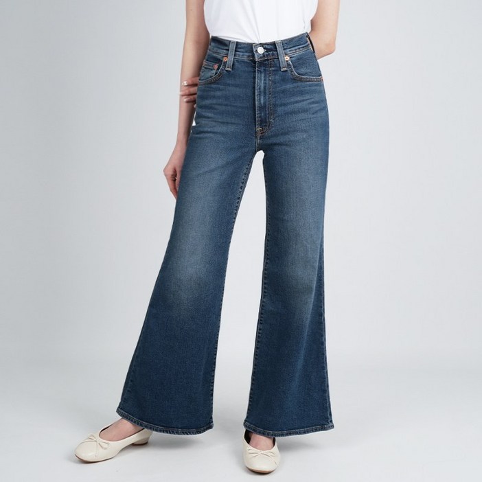 리바이스 여성 청바지 립케이지 하이라이즈 벨 미디엄블루 A75030002