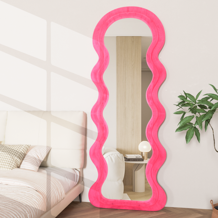 Brendayia 물결  전신거울 벽걸이거울 현관거울 플란엘 포장 나무 구조 거울