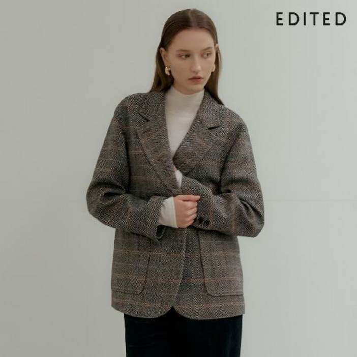 에디티드  헤링본 체크 울 혼방 자켓  25FW