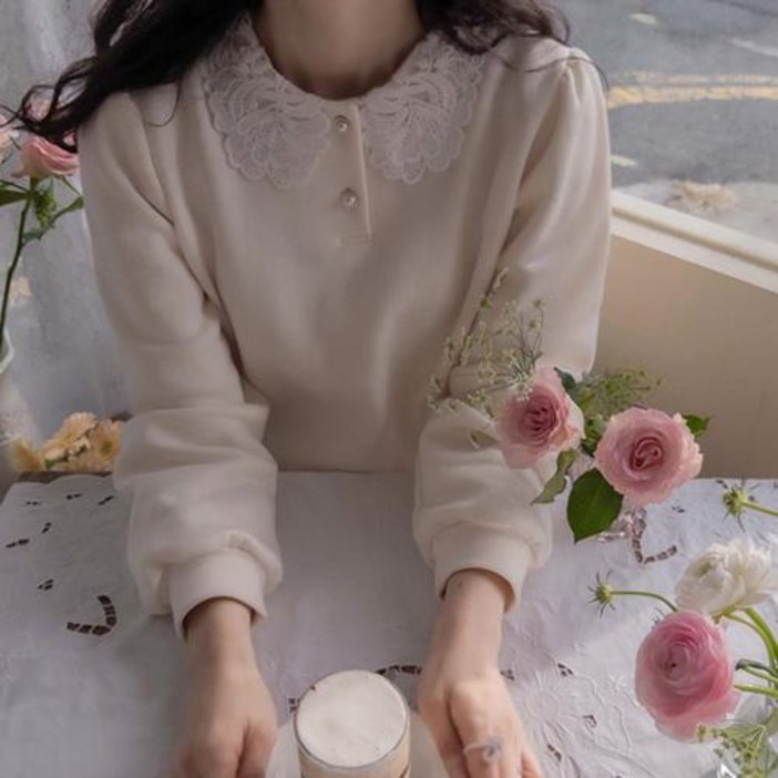 리린 킨더가든 꽃카라 보들유연한 따스한보송기모 티 523576