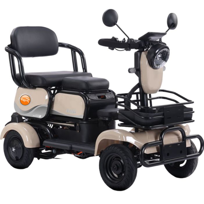 일렉휠스 사륜 전동 스쿠터 전기 자전거 노인 어르신 4륜 네발 중장년 어르신 효도 부모님 선물 전동차, 브라운, 스틸