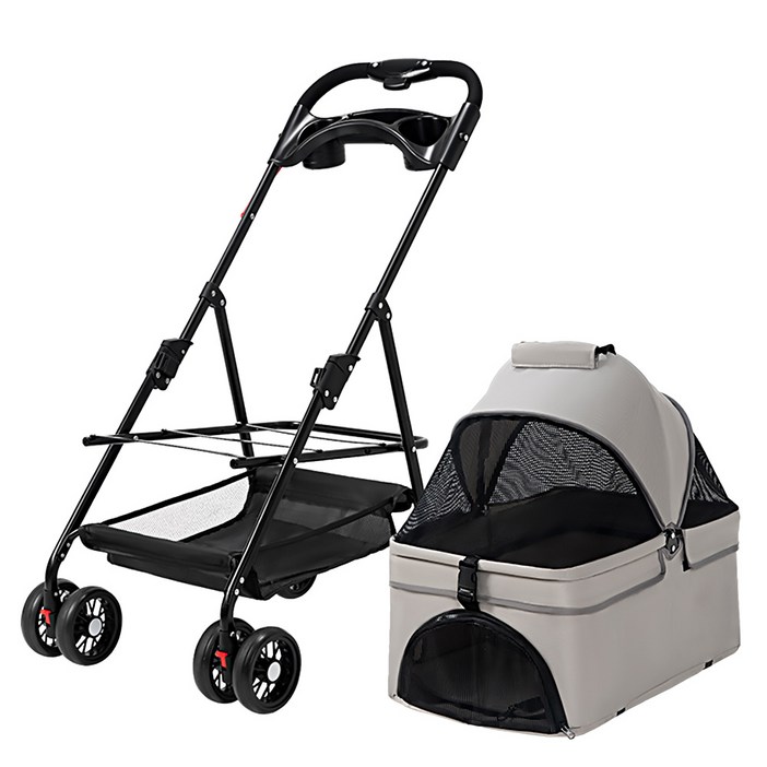 민트스쿨 반려동물 유모차 원터치 접이식, 그레이, 1개