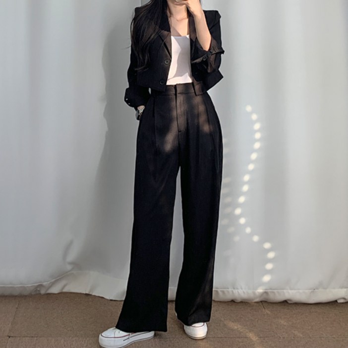 티데일리 여성용 헤이즈 크롭 자켓 슬랙스 셋업 티데일리 여성용 헤이즈 크롭 자켓 슬랙스 셋업