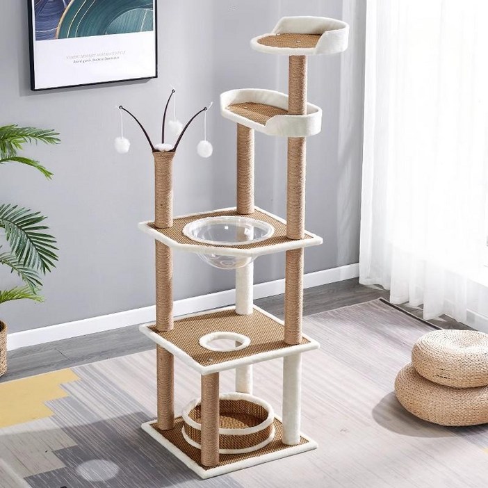 펫인 4단 고양이 캣타워 여름 쿨링 대형 등나무 캣타워