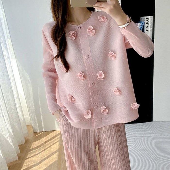 프린플리츠 큐에나 플리츠 버튼 블라우스