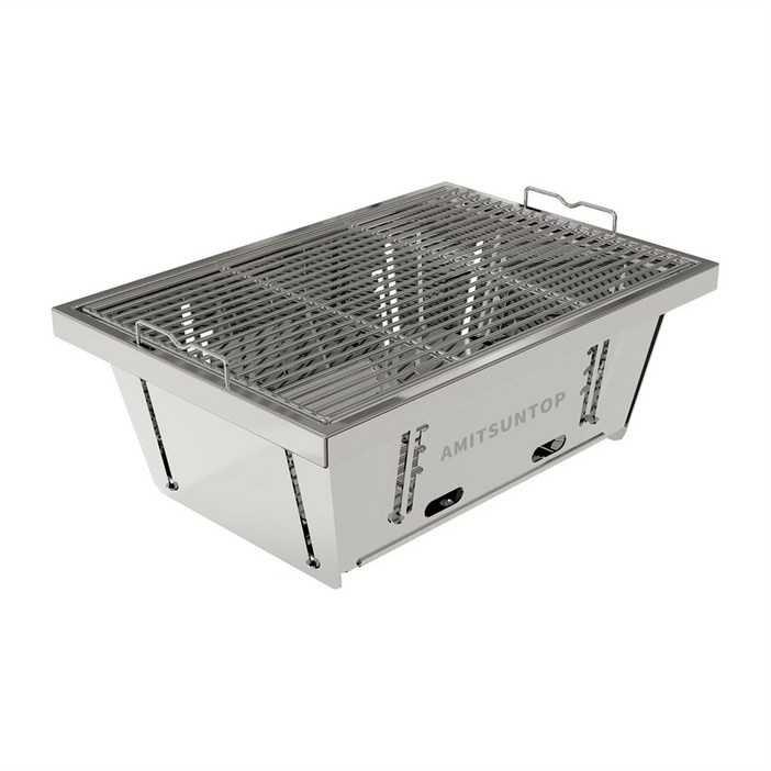 AMITSUNTOP 신속히 전개되는 손잡이달린 휴대용 접이식 바베큐 그릴,숯불 그릴