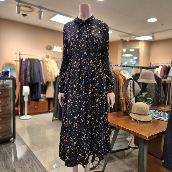 올앤선드리  줄리 PRINT OP  원피스  A4W9O602 99   BLACK