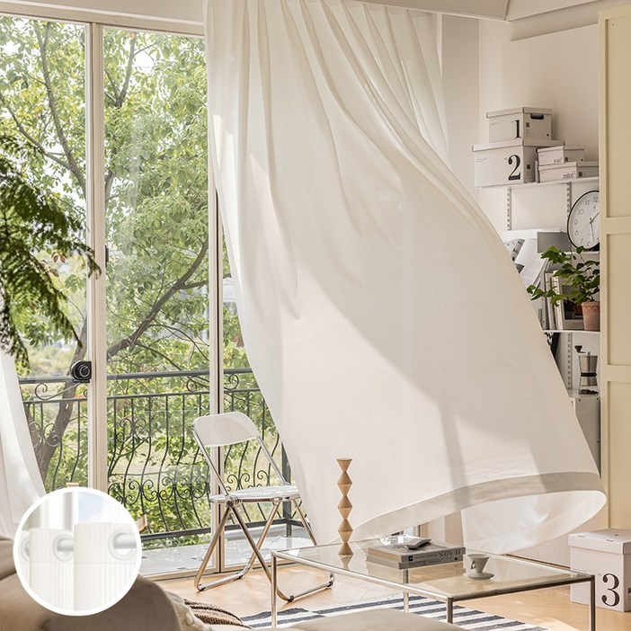 Montheria 쉬폰커튼 내마모성 비침없는 부드러운 도톰 거실커튼 차르르 흐르는 커튼 D1240