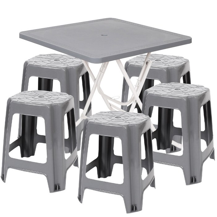 지오리빙 포장마차 사각 테이블 1개 사각의자 5개 세트