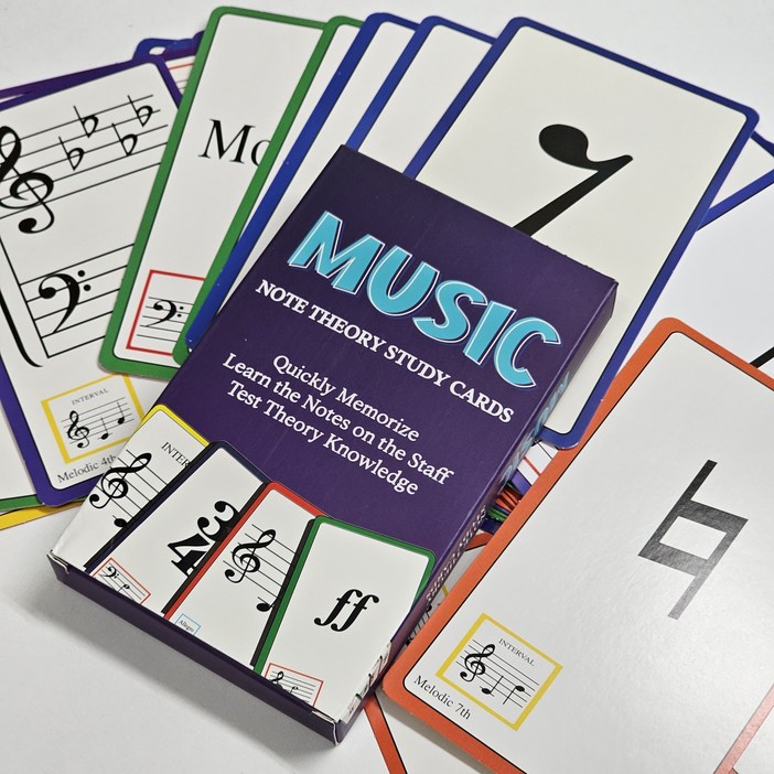 음악교구 기초 음악 이론 플래쉬카드  음표 쉼표 교구 유아 카드 게임 놀이 음악이론 50장