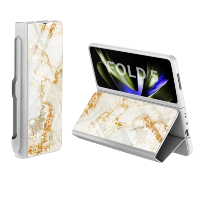 HTYVC 갤럭시 Z폴드5 케이스 휴대폰 케이스 S펜 수납 액정보호필름 일체형 전면 액정보호필름 1매