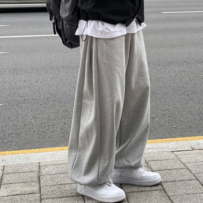 르위[당일출고] 남자트레이닝 벌룬 조거 밴딩 와이드팬츠 빅사이즈 오버핏 남자추리닝