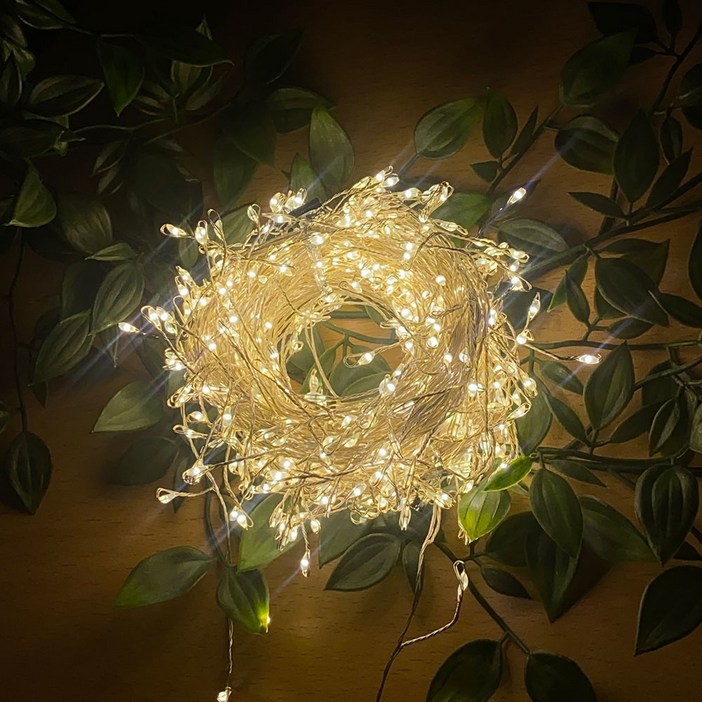 엘스토리몰 LED 지네전구 크리스마스 트리 와이어조명 웜색, 1개, 검정선 600구  컨트롤러리모컨  1M연장선