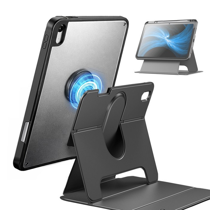 비스비 아이패드에어11 7세대 6세대 5세대 4세대 플렉스뷰 마그네틱 거치대케이스/분리형 가로세로스탠딩, 다크 그레이, 1개