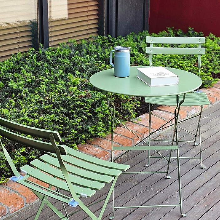 튼튼한 야외용 선셋 2인용 테이블 세트 (의자2개+테이블), 그린