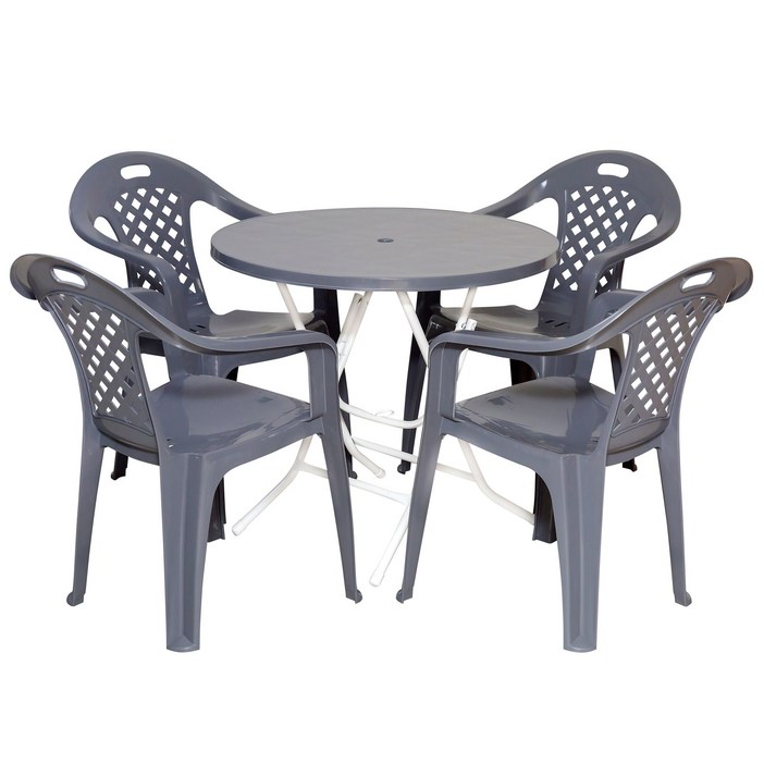 이리빙몰 플라스틱 테이블 의자 세트 B형, 그레이