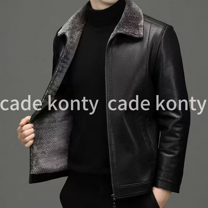cade konty남성 무스탕 코트 가죽 퍼 일체형 도톰 기모 가죽 자켓mm0710