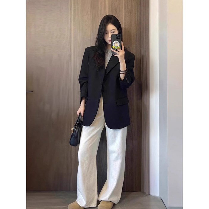 ANYOU 여성 빅사이즈 정장 캐주얼 루즈핏 수트 자켓