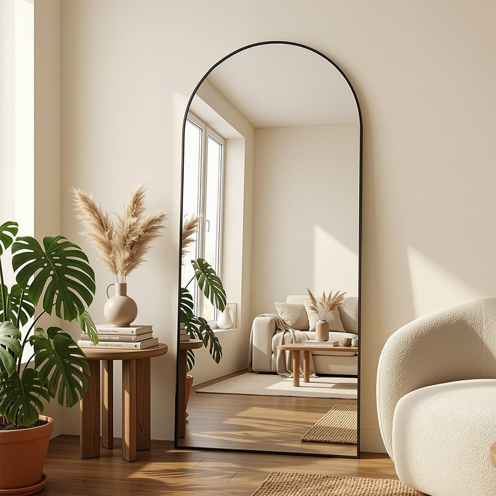 국내발송 당일출고 안토크 아치형 전신거울 대형거울 3in1 스탠드 벽걸이 거울 1780x800mm, 블랙