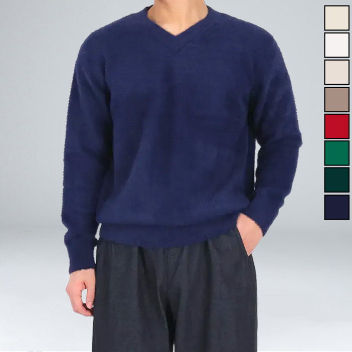 이황에프엔씨 남성용 모헤어 앙고라 브이넥 니트 긴팔 65401